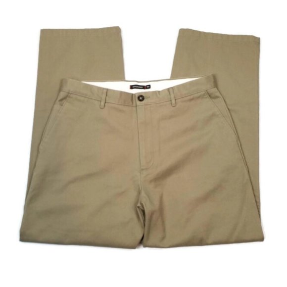 Dockers D3 Signature Classic Fit Flat Front Pant Khaki Beige Cotton Size 34x29.5